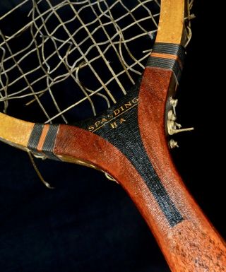 Vintage 1922 Wood Spalding Ha “autograph” Tennis Racket Deep Wide Grooves