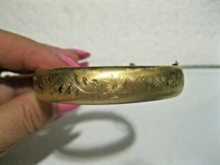 Vintage B.  A.  Ballou Hinged Bangle Bracelet 1/20 12k Gold Filled Etched Floral