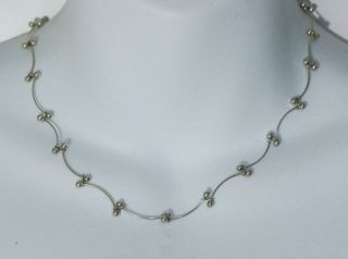 Vintage Sterling Silver 925 Wave Link Elegant Necklace 18 "