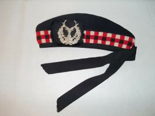 Vintage Scottish Glengarry Hat/cap W/gordon Highlanders Military Cap Badge