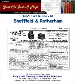 Sheffield Directory Kellys Directory Of Rotherham & Sheffield Area 1925 Cdrom