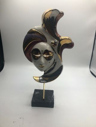 Vintage Galos Portugal Porcelain Art Deco Mask - Marble Stand