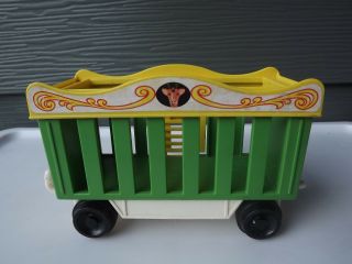 Vintage Fisher Price Little People Circus Train 991 Blue Cage Giraffe Car 2