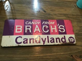 Vintage Grocery Advertisement Brachs Candy Sign 1950s,  1960s Pink And Purple