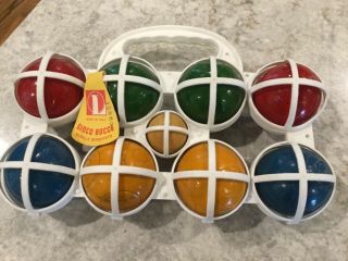 Vintage Gioco Wooden “l” Bocce Ball Set In Carrying Case Made In Italy