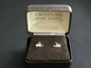 Vintage Ola Gorie Scottish Orkney Jewellery Silver Tulip Flower Earrings & Boxed
