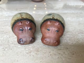 Vintage Uctci Gempo Japan Hippo Pottery Salt And Pepper Mid Mod Mcm