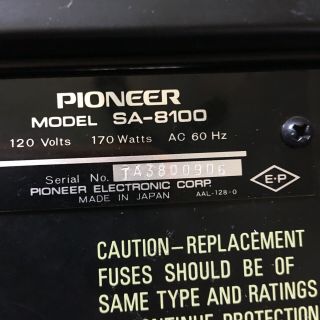 Pioneer Vintage Stereo Integrated Amplifier SA 8100 170 Watts. 6