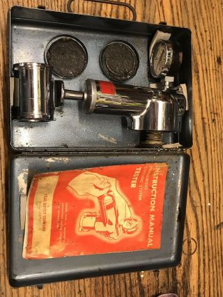 Vintage Atlas Cooling System Pressure Tester In Metal Box