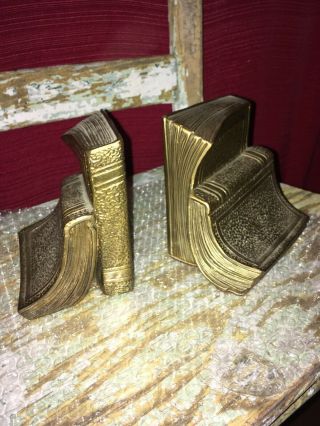 Vintage Brass Bookends - Book - Theme Aluminum Metal Art Deco Decor