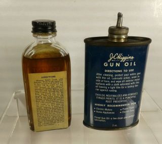 Vintage JC Higgins Lead Top Oval Gun Oil 3oz Can & Solvent Bottle 2