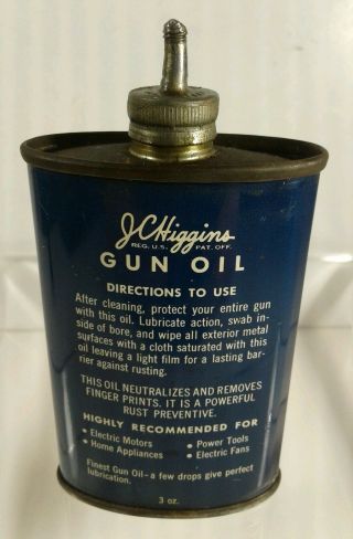 Vintage JC Higgins Lead Top Oval Gun Oil 3oz Can & Solvent Bottle 5