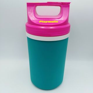 Vintage Igloo Playmate 1/2 Gallon Jug Water Cooler Pink Teal Yellow Twist Lid