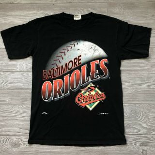 Vintage 1995 Baltimore Orioles Black L T Shirt Nutmeg Mills Made In Usa F91