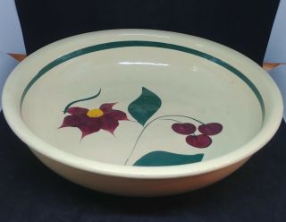 Vintage Watt Pottery 13 " Star Flower And Cherries Pattern Spaghetti Bowl 39