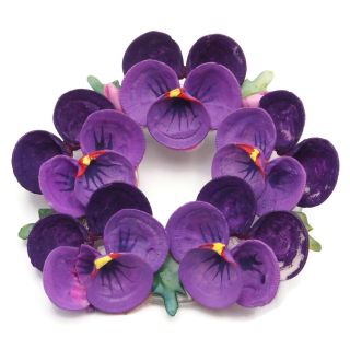 Vintage Retro Purple African Violet Round Plastic Floral Fashion Brooch Pin