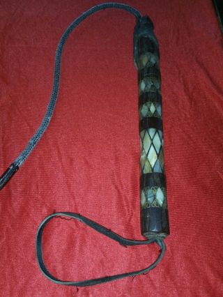 Vintage Wood And Mother - Of - Pearl Horse Riding Whip / Crop