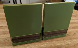 Pr/ Vintage Avocado Green W/faux Wood Panel Eldon Office Products Retro Bookends