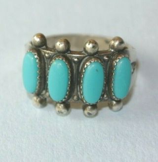 Vintage Sterling Silver Southwestern Turquoise Ring Size 5.  5
