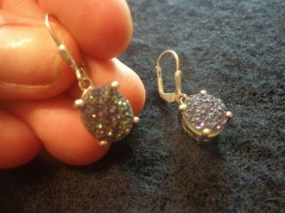 Vintage Sterling Silver 925 Geode Quartz Crystal Dangle Earrings