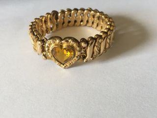 Vintage D.  F.  B.  Co.  Carmen Expansion Gold Tone Heart Bracelet Made In Usa