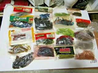 7lbs Of Plastic Vintage Fishing Baits Uncle Josh,  Zoom,  Bass Pro Salty Worms