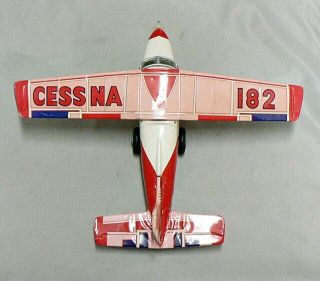 Vintage Tin Cessna 182 Toy Friction Airplane