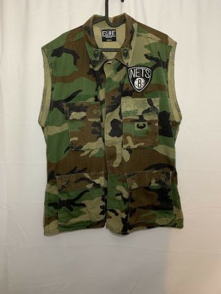Brooklyn Nets Big Patch Embroidered Vintage Army Vest Size Men’s Medium