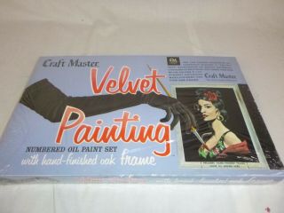 Nos Vtg 1964 Black Velvet Paint By Number Kit Senorita Spanish Woman Craftmaster