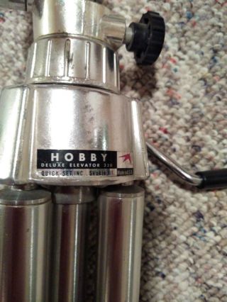 VINTAGE HOBBY DELUXE ELEVATOR 330 CHROME METAL CAMERA VIDEO TRIPOD USA WOW 3