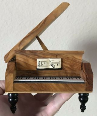 Vintage Reuge Grand Piano Swiss Music Box Burl Wood Beethoven 