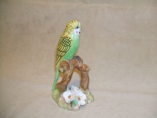 Green/yellow Parrot Bird 6 ",  Vintage Handpainted Ceramic By Rabur