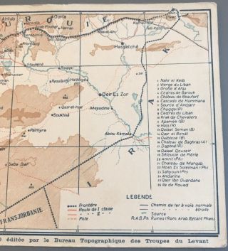 Lebanon Syrie Vintage Map Postcard 1930s Tourist Card Troupes Du Levant 3