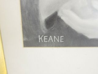 Margaret Keane Big Eye Girl w/ Dog Mod Vintage 1960s B/W Lithograph Framed 11x28 3