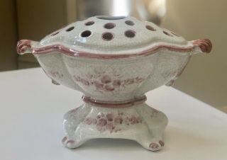 Vintage Orvieto Pottery Flower Frog Vase - Deruta Italian Art Pottery