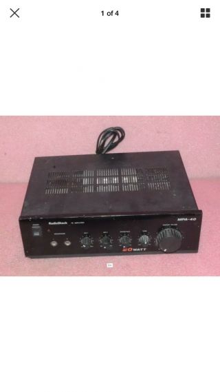 Vintage Pa Amp Radio Shack Mpa - 40 Public Address Amplifier 20 Watt; Fast S&h