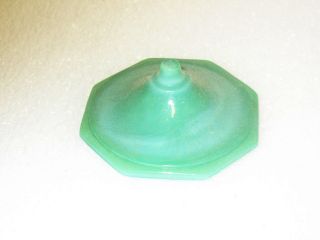 Vintage Akro Agate Large Octagonal Green T - Pot Lid /child Dish Line /2 Available