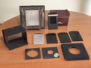 Vintage Camera Parts - 4x5 Graflex Back For Beseler Enlarger;view Hood;film Holder