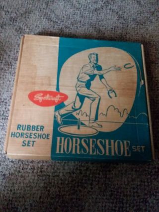 Vintage 1960s Sportscraft Indoor/outdoor Rubber Horseshoe Set No 08023 Exc