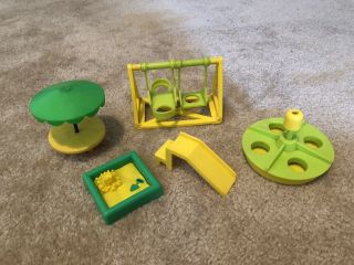 Vintage Fisher Price Little People School House Playground Set Of 5