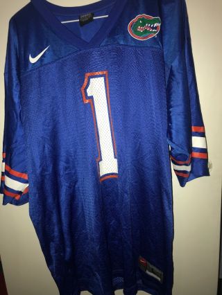 Vintage Nike Team Authentic Florida Gators 1 Blue Football Jersey Large Harvin