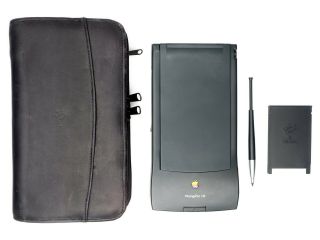 Apple Newton Message Pad 130,  Apple Leather Case,  Stylus,  Pcmcia Blank