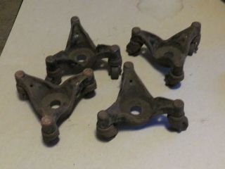 Set Of 4 Vintage Cast Iron 3 Wheel Casters - Piano Movers - Furniture Dollies