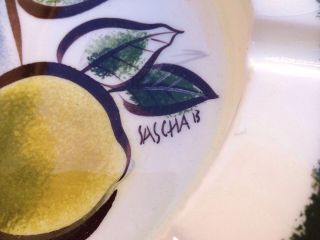 Vtg Mid Century Sascha B Fruit Lemon Pottery 8.  5 