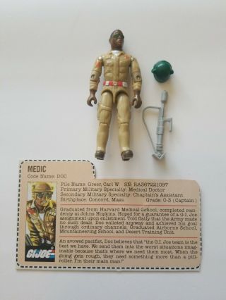Vintage Gi Joe Doc Medic 1983 Hasbro Action Figure W/ File Card
