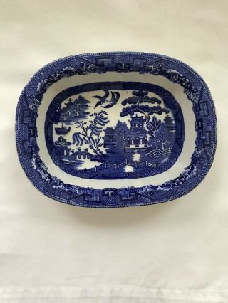 Vintage Blue Willow Allertons Rectangular Rimmed Bowl Serving Dish England