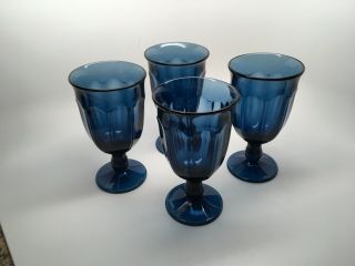 Vtg Set (4) Noritake Provincial Cobalt Blue Water/wine Goblets - 6 1/4” - Lot2