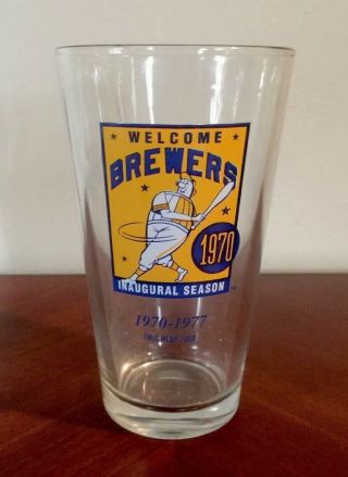 1970 Milwaukee Brewers Miller Lite Beer Glass Pint Vtg Barrel Man Mlb Baseball