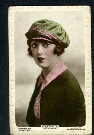 Vintage Mabel Normand Uk Embossed Edge Color 1920s Postcard " Lovely "