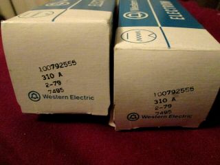 2 310A WESTERN ELECTRIC Vacuum Tubes NOS matching set identical code W E 8